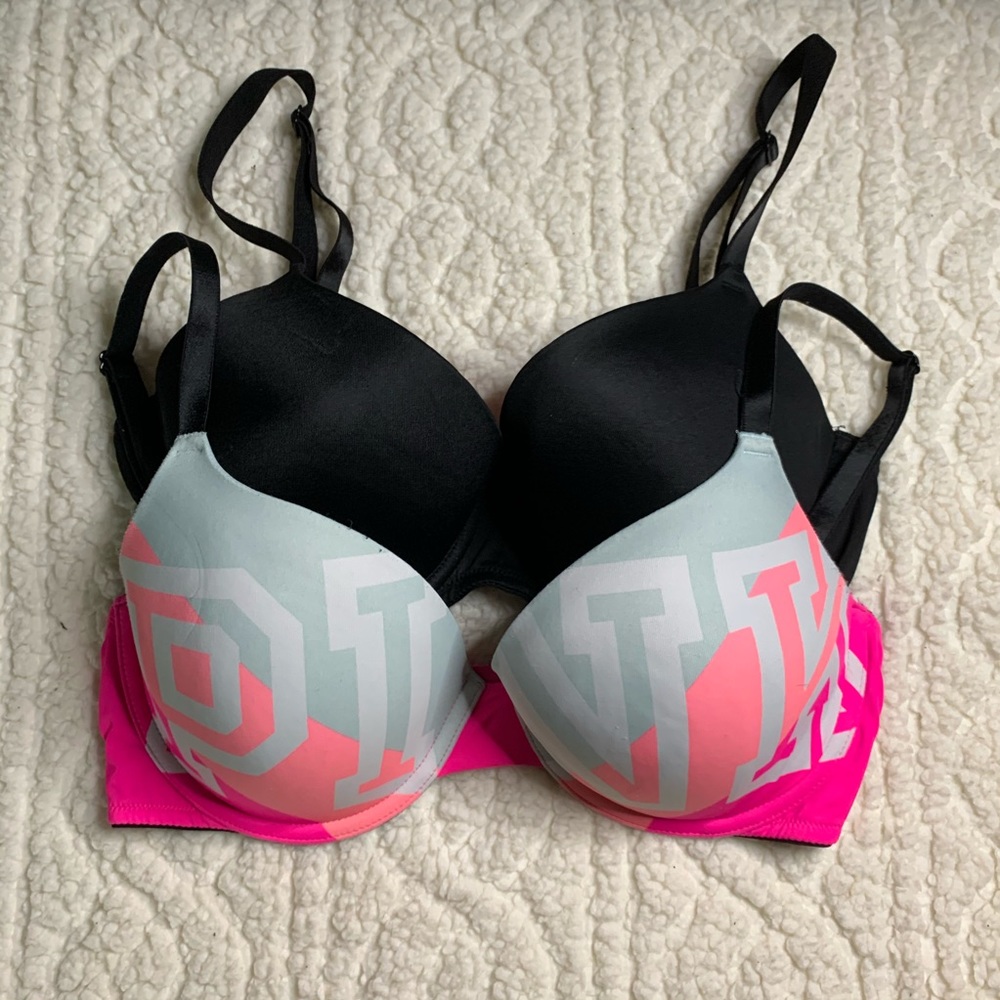 2 VS Pink lightly lined bras